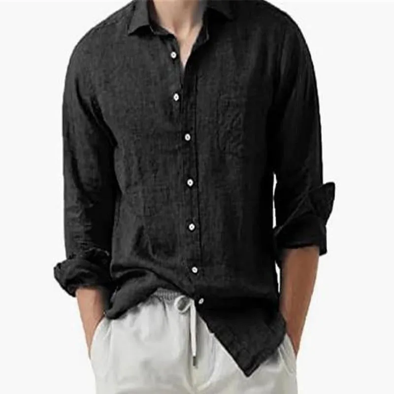 Men's Casual Solid Color Lapel Breast Pocket Long Sleeve Shirt 22442920Y sold by Manly product image thumbnail 4