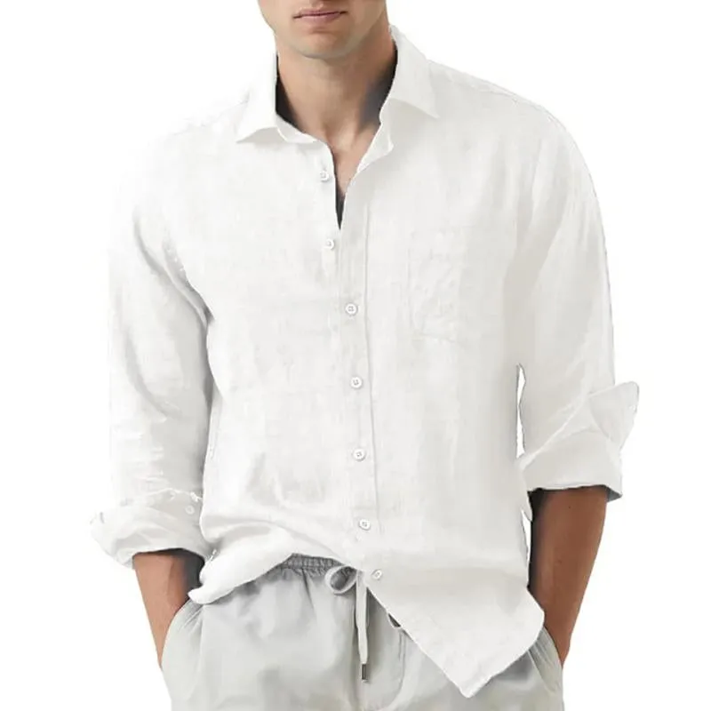 Men's Casual Solid Color Lapel Breast Pocket Long Sleeve Shirt 22442920Y sold by Manly product image thumbnail 5