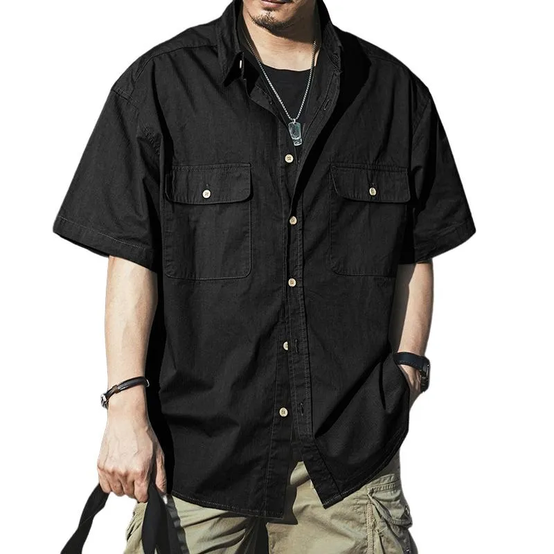 Men's Retro Casual Pocket Workwear Short Sleeve Shirt 02058410TO sold by Manly