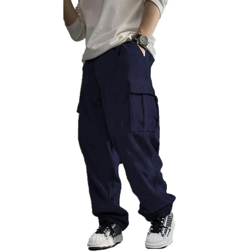 Men's Solid Corduroy Loose Pocket Cargo Pants 01308501Y sold by Manly