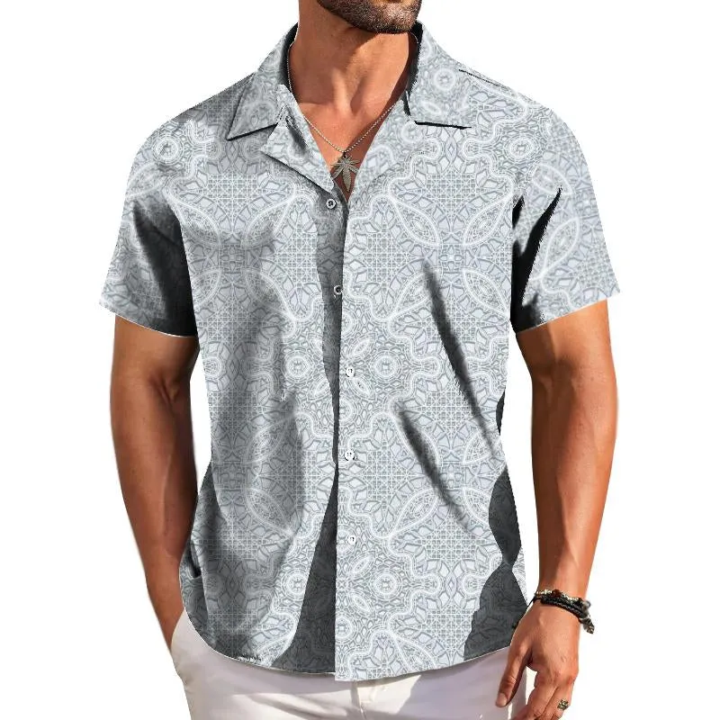 Men's Retro Palace Style Lapel Short-sleeved Shirt 36931661TO sold by Manly