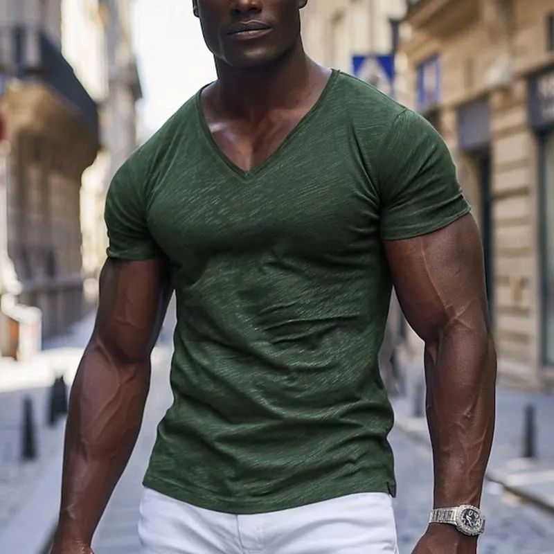 Men's Cotton Blend V-Neck Short Sleeve T-Shirt 31648318X sold by Manly product image thumbnail 4
