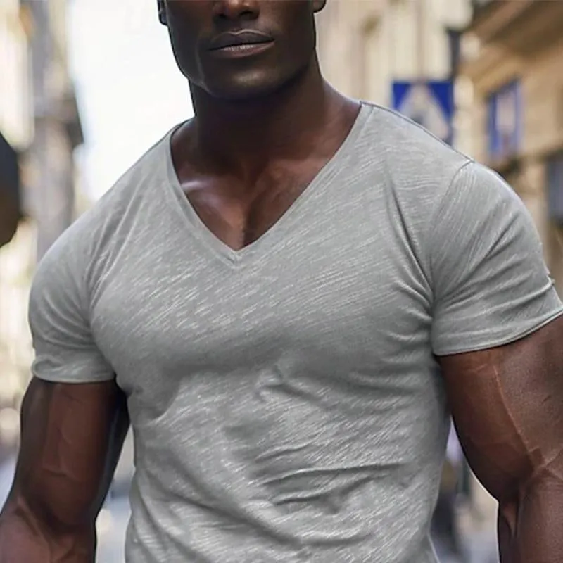 Men's Cotton Blend V-Neck Short Sleeve T-Shirt 31648318X sold by Manly product image thumbnail 3