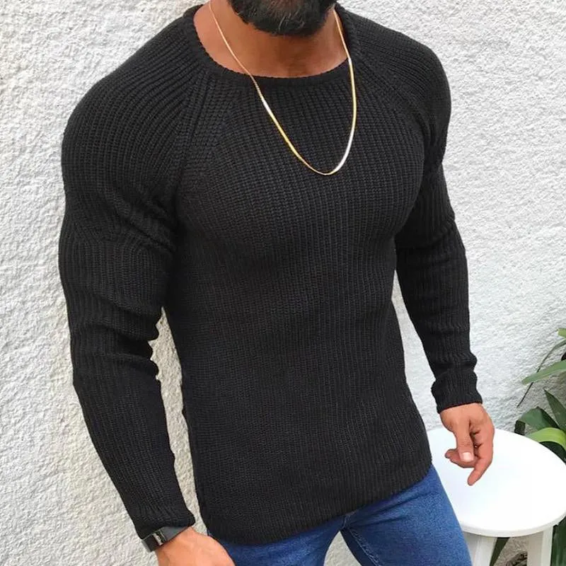 Men's Solid Color Casual Round Neck Long Sleeve Sweater 07487571X sold by Manly product image thumbnail 2