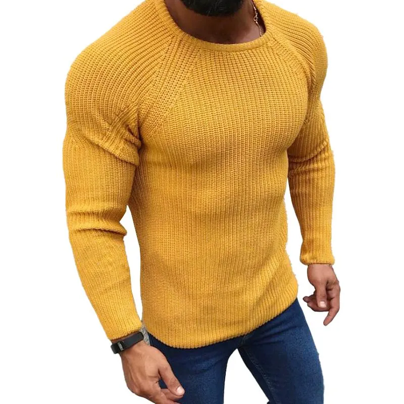 Men's Solid Color Casual Round Neck Long Sleeve Sweater 07487571X sold by Manly