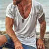【24-hour shipping out】Men's Casual Cotton V Neck Short-Sleeved T-Shirt 00121855M sold by Manly