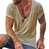 【24-hour shipping out】Men's Casual Cotton V Neck Short-Sleeved T-Shirt 00121855M sold by Manly
