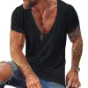 【24-hour shipping out】Men's Casual Cotton V Neck Short-Sleeved T-Shirt 00121855M sold by Manly