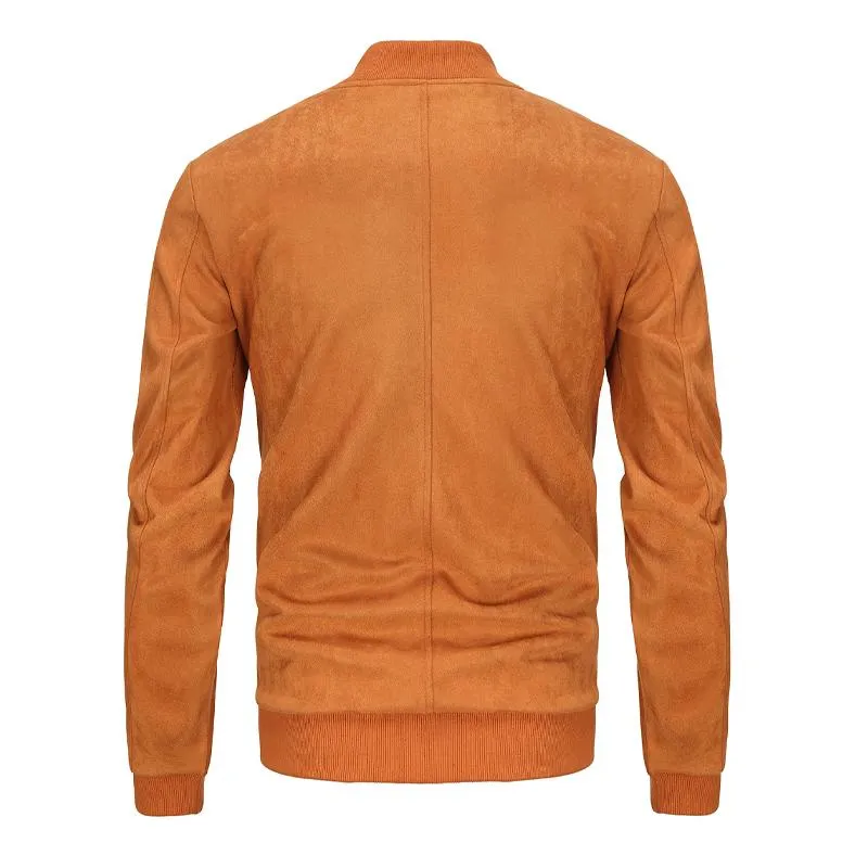 Men's Solid Suede Stand Collar Zip-Up Jacket 68106716X sold by Manly product image thumbnail 3