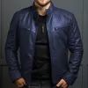 Men's Vintage Stand Collar Zipper Slim Leather Jacket 55238800M sold by Manly