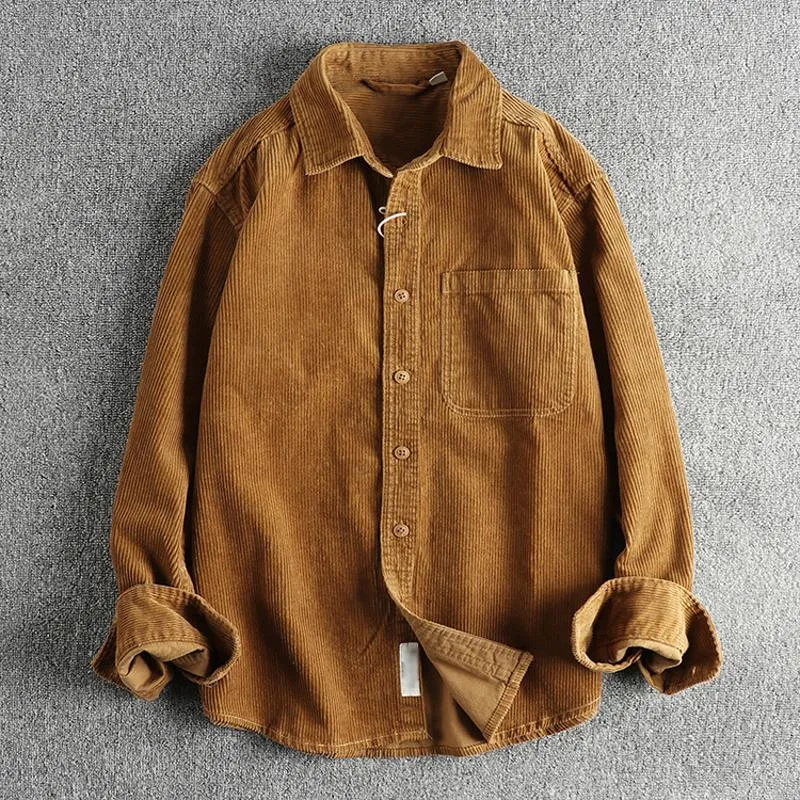 Men's Casual Solid Color Corduroy Washed Long Sleeve Shirt 04626021Y sold by Manly product image thumbnail 4