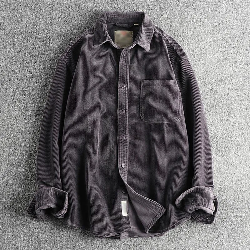 Men's Casual Solid Color Corduroy Washed Long Sleeve Shirt 04626021Y sold by Manly product image thumbnail 5