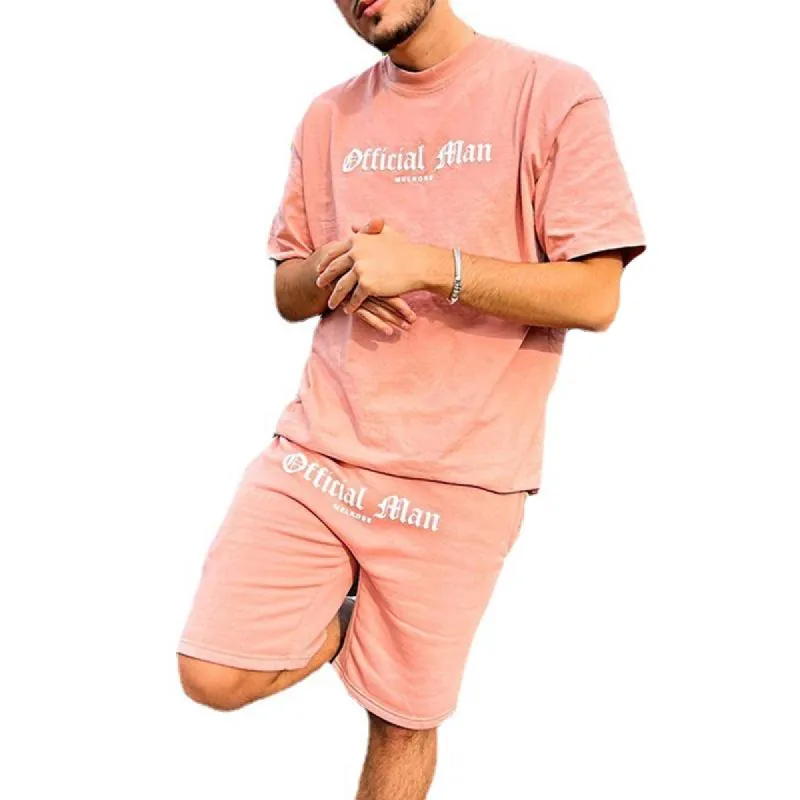 Men's Casual Letter Print Short Sleeve T-Shirt Shorts Set 04764509Y sold by Manly