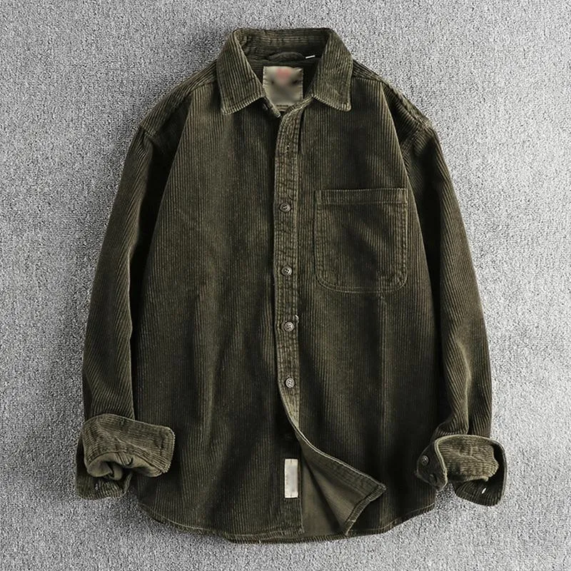 Men's Casual Solid Color Corduroy Washed Long Sleeve Shirt 04626021Y sold by Manly product image thumbnail 3