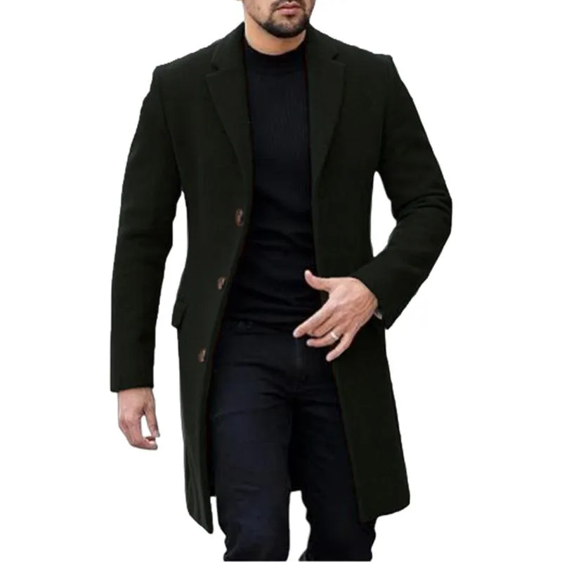 Men's Solid Color Single-breasted Mid-length Coat 42332466X sold by Manly product image thumbnail 2