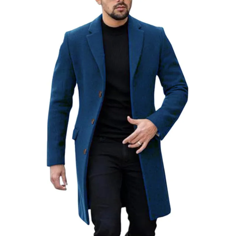 Men's Solid Color Single-breasted Mid-length Coat 42332466X sold by Manly