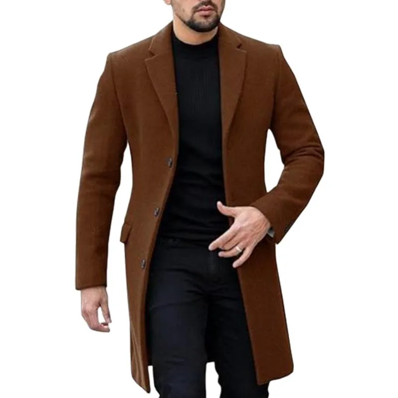 Men's Solid Color Single-breasted Mid-length Coat 42332466X sold by Manly product image thumbnail 4