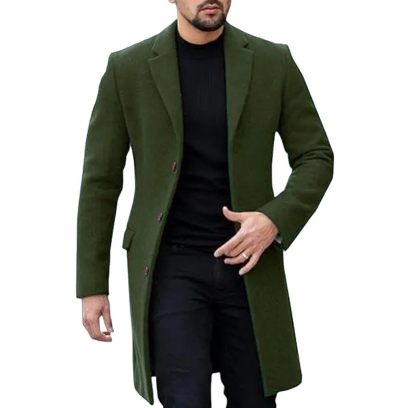 Men's Solid Color Single-breasted Mid-length Coat 42332466X sold by Manly product image thumbnail 3