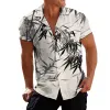 Men's Retro Bamboo Leaf Lapel Short Sleeve Shirt 57459666TO sold by Manly