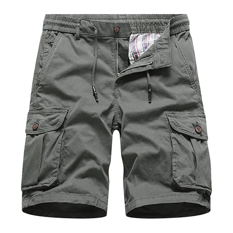 Men's Solid Color Multi-pocket Elastic Waist Cargo Shorts 30483706Z sold by Manly product image thumbnail 3