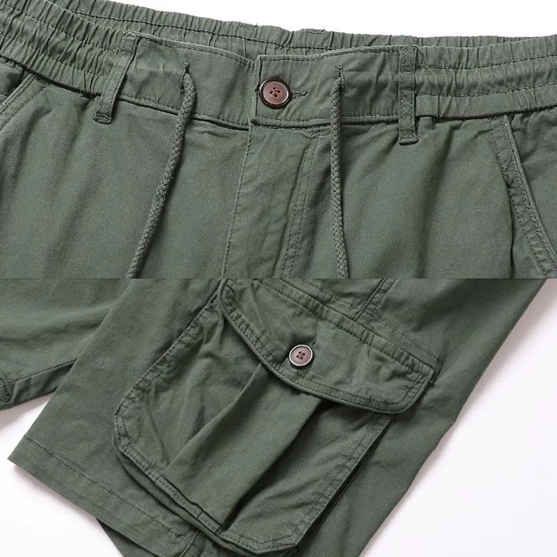 Men's Solid Color Multi-pocket Elastic Waist Cargo Shorts 30483706Z sold by Manly product image thumbnail 5