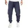 Men's Casual Waffle Multi-Pocket Drawstring Pants 47203072Y sold by Manly