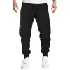 Men's Casual Waffle Multi-Pocket Drawstring Pants 47203072Y sold by Manly