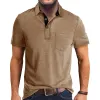 Men's Casual Lapel Patch Pocket Short Sleeve Polo Shirt 55322301M sold by Manly