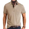 Men's Casual Lapel Patch Pocket Short Sleeve Polo Shirt 55322301M sold by Manly