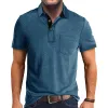 Men's Casual Lapel Patch Pocket Short Sleeve Polo Shirt 55322301M sold by Manly
