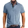 Men's Casual Lapel Patch Pocket Short Sleeve Polo Shirt 55322301M sold by Manly