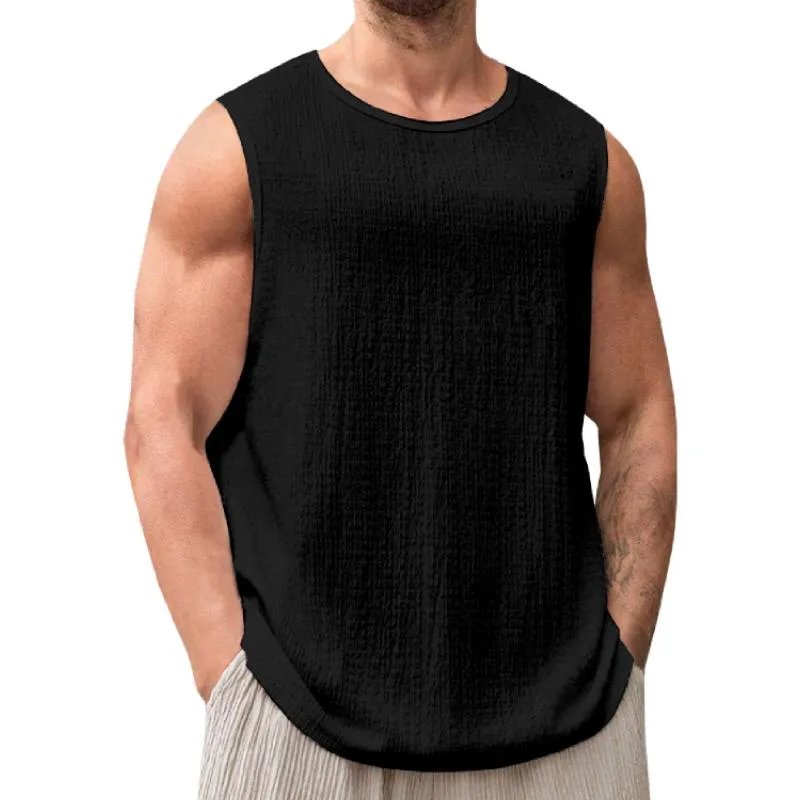 Men's Solid Color Round Neck Sleeveless Tank Top 41836163Y sold by Manly