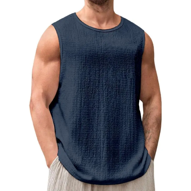 Men's Solid Color Round Neck Sleeveless Tank Top 41836163Y sold by Manly product image thumbnail 3