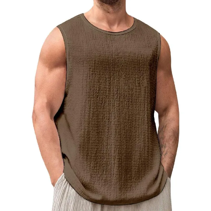 Men's Solid Color Round Neck Sleeveless Tank Top 41836163Y sold by Manly product image thumbnail 5