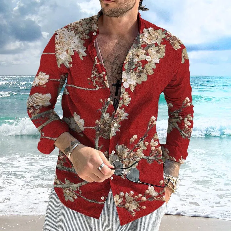 Men's Retro Floral Beach Street Long Sleeve Shirt 60858646TO sold by Manly product image thumbnail 2