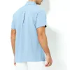 Men's Retro Vacation Solid Color Pocket Short Sleeved Shirt 65421677Y sold by Manly