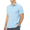 Men's Retro Vacation Solid Color Pocket Short Sleeved Shirt 65421677Y sold by Manly