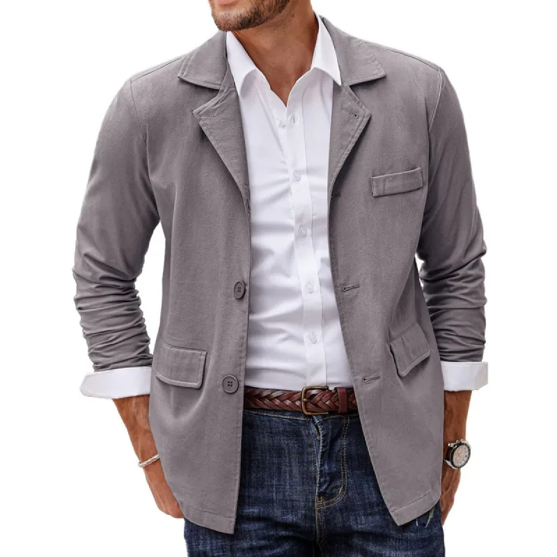 Men's Solid Color Cotton And Linen Suit Jacket 81845384Z sold by Manly