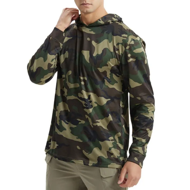 Men's Casual Outdoor Quick-Drying Camouflage Hooded Long Sleeve T-Shirt 29157022Y sold by Manly