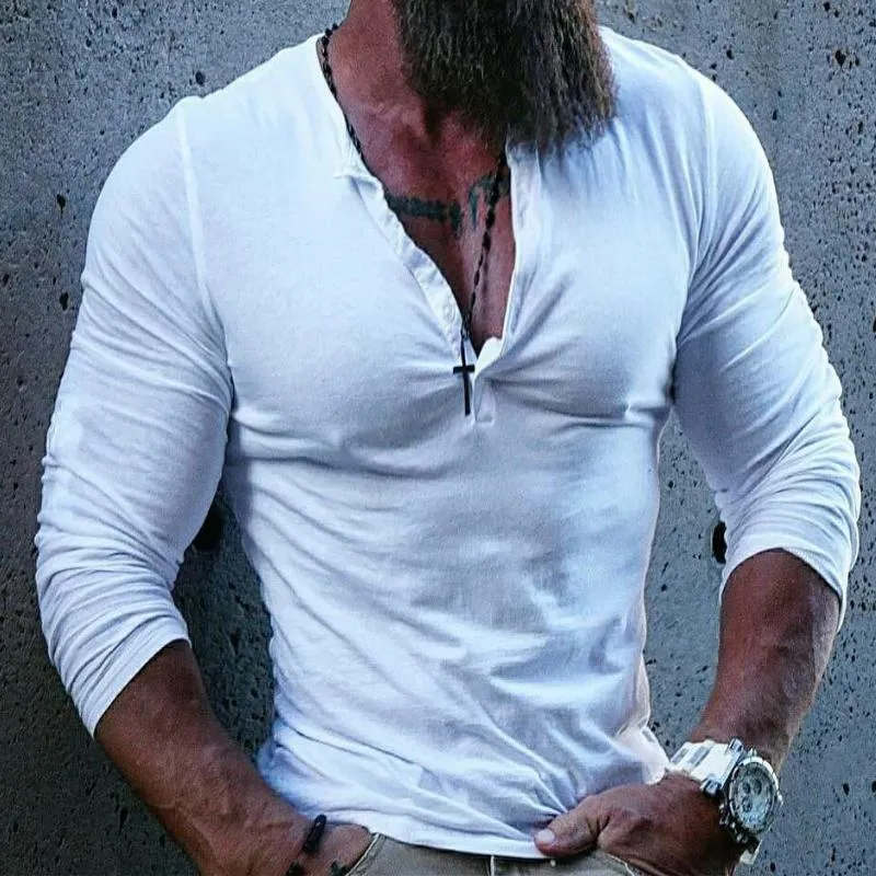 Men's Vintage Casual Solid Color Henley Long Sleeve T-Shirt 06514488TO sold by Manly product image thumbnail 2