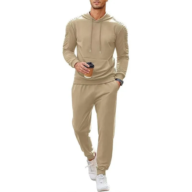 Men's Solid Long Sleeve Hoodie Trousers Sports Casual Set 11426373Z sold by Manly product image thumbnail 3