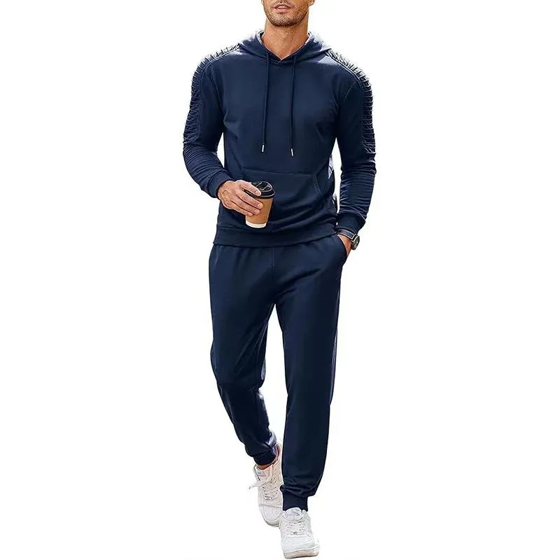Men's Solid Long Sleeve Hoodie Trousers Sports Casual Set 11426373Z sold by Manly product image thumbnail 4