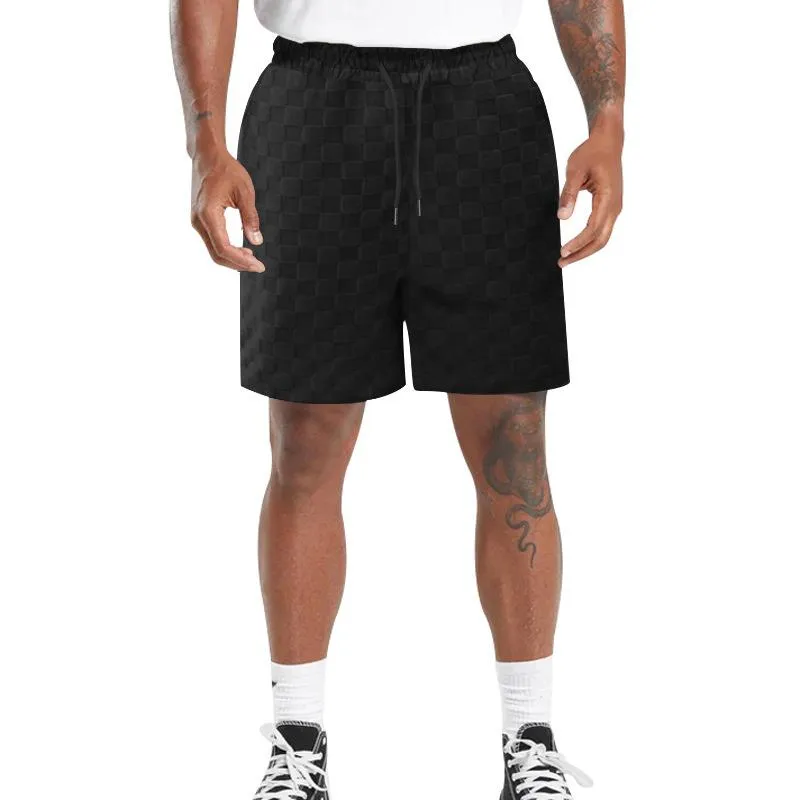 Men's Casual Cotton Blended Checkerboard Loose Sports Shorts 89550478M sold by Manly product image thumbnail 3