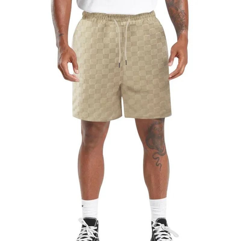Men's Casual Cotton Blended Checkerboard Loose Sports Shorts 89550478M sold by Manly product image thumbnail 4