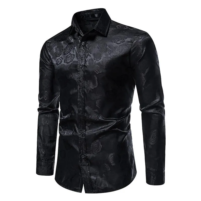 Men's Vintage Rose Print Slim Fit Long Sleeve Shirt 91803014M sold by Manly