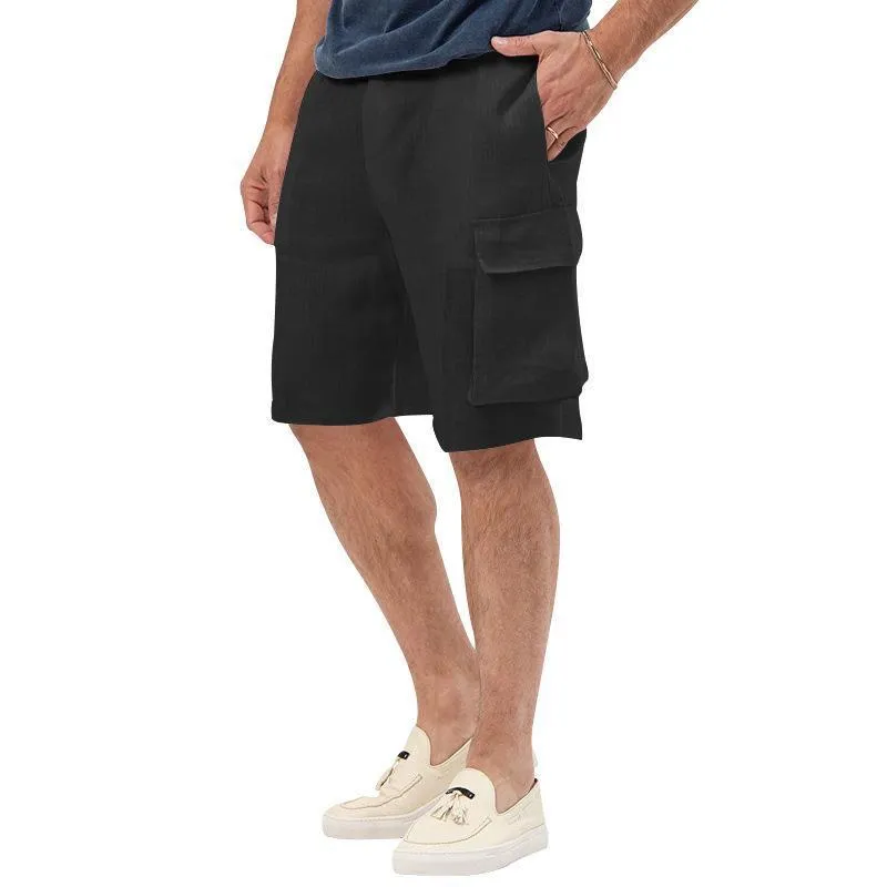Men's Casual Linen Multi-Pocket Solid Color Shorts 68094733M sold by Manly product image thumbnail 3