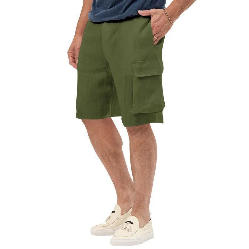 Men's Casual Linen Multi-Pocket Solid Color Shorts 68094733M sold by Manly product image thumbnail 5