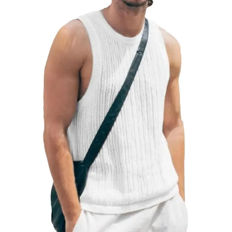 Men's Casual Knitted Crew Neck Tank Top 89853126TO sold by Manly