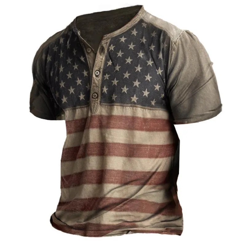 Men's Casual Retro Printed V-neck T-shirt 05974043X sold by Manly