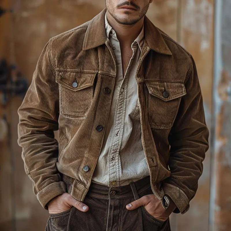 Men's Vintage Corduroy Solid Lapel Jacket 58634693X sold by Manly product image thumbnail 5
